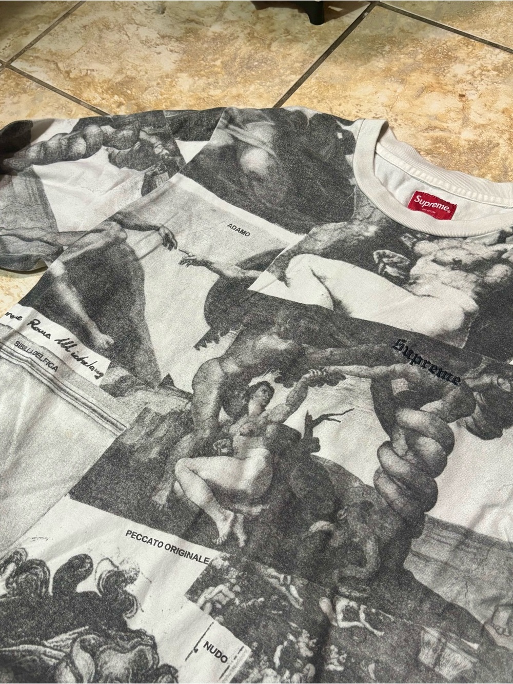 Supreme Michelangelo L/S Top Size L Black White Renaissance Long Sleeve